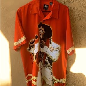 Elvis Button Up Short Sleeve 100% Polyester Shirt
